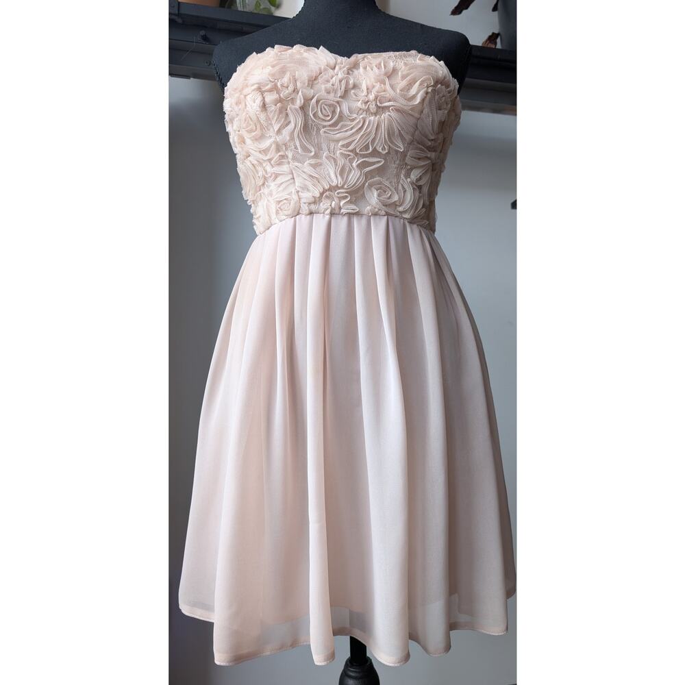 Strapless Floral Appliqué Bustier Top Size XS/S Structured Romantic Fairy 2010s